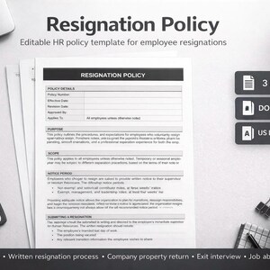 Resignation System.pdf Editable HR Resignation Policy Template (DOCX + PDF) - Etsy UK
