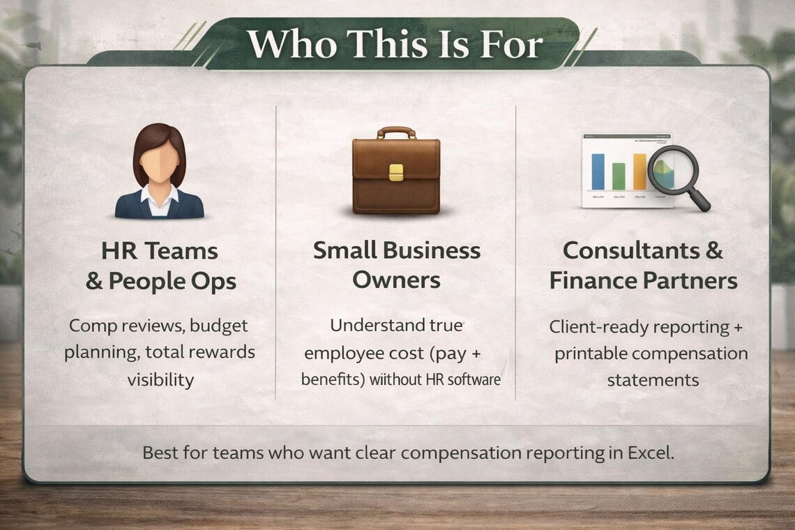 Compensation Event Tracker Total Compensation Tracker Excel | Employee Cost & Benefits Dashboard ...