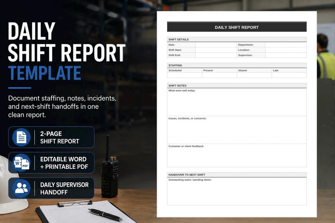 Hand Off Shift Report Examples Daily Shift Report Template | Shift Handoff Form - Etsy