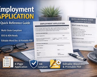 Employment Application Template (Word & PDF) + HR Quick Reference Guide