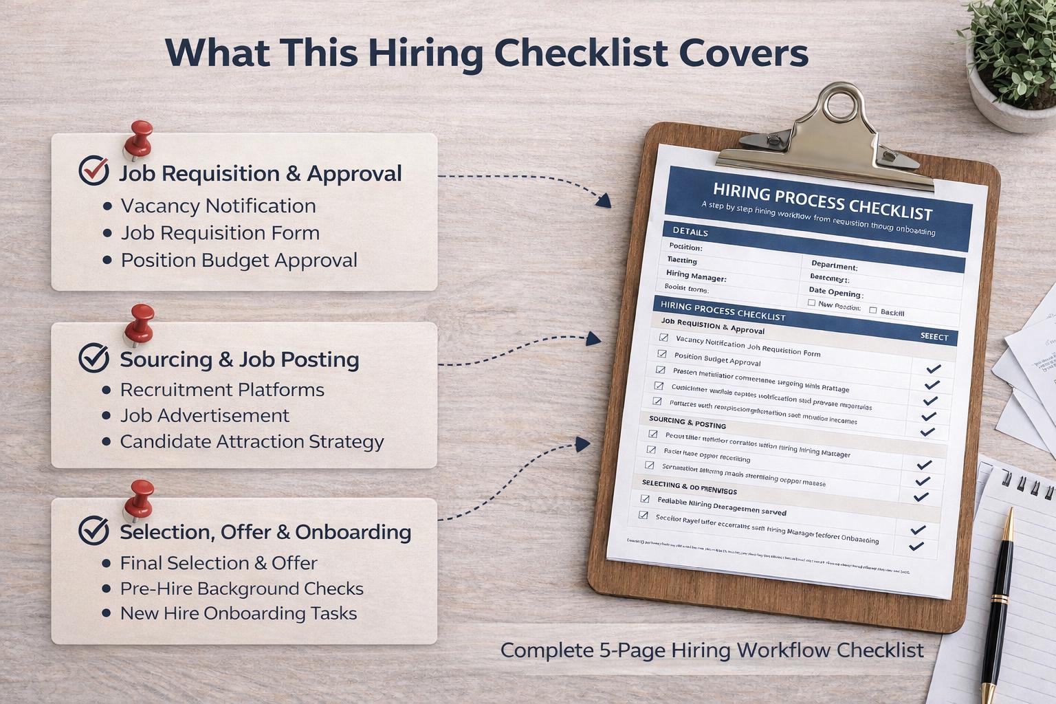 Hiring Process Checklist Template | HR Workflow Tracker (word & PDF) - Etsy