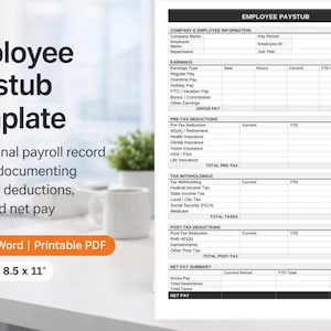 Employee Paystub Template | Editable Word & Printable PDF