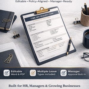 Employee Time Off Request Form | PTO and Leave Request | Editable HR Template (Word & PDF)