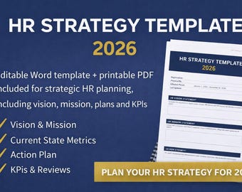Modello di strategia delle risorse umane 2026: pianificazione KPI, Word e PDF modificabili