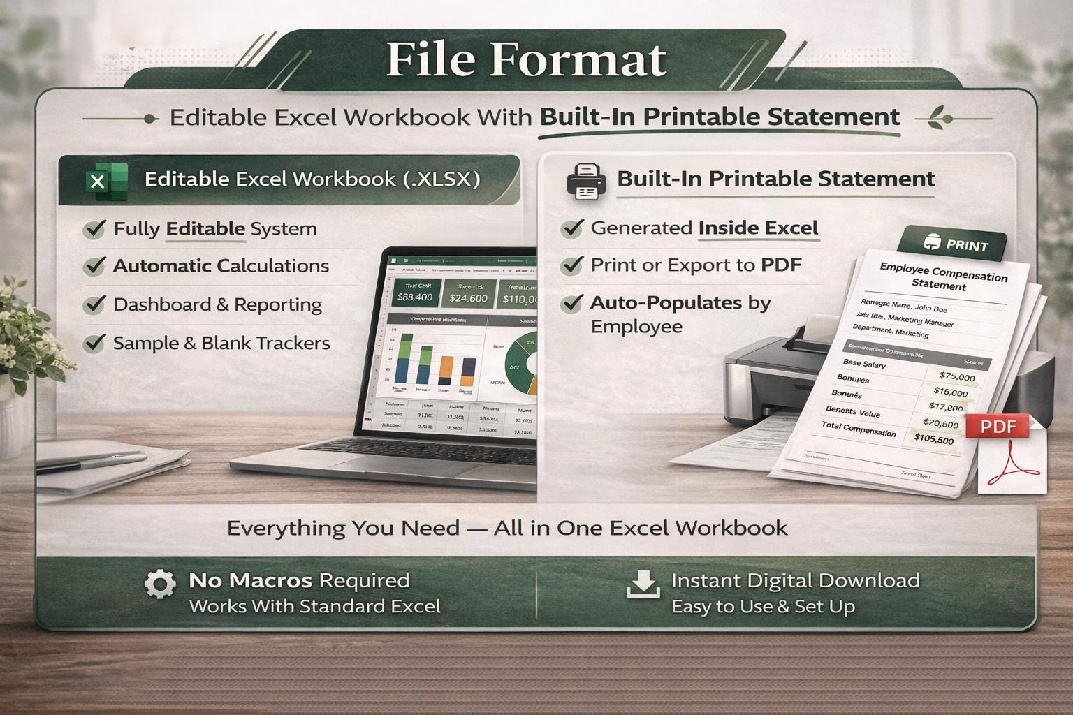 Compensation Event Tracker Total Compensation Tracker Excel | Employee Cost & Benefits Dashboard ...