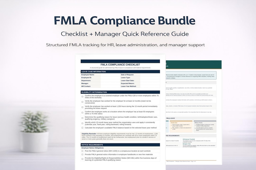 Fmla Checklist.pdf FMLA Compliance Bundle | Checklist + Manager Guide - Etsy