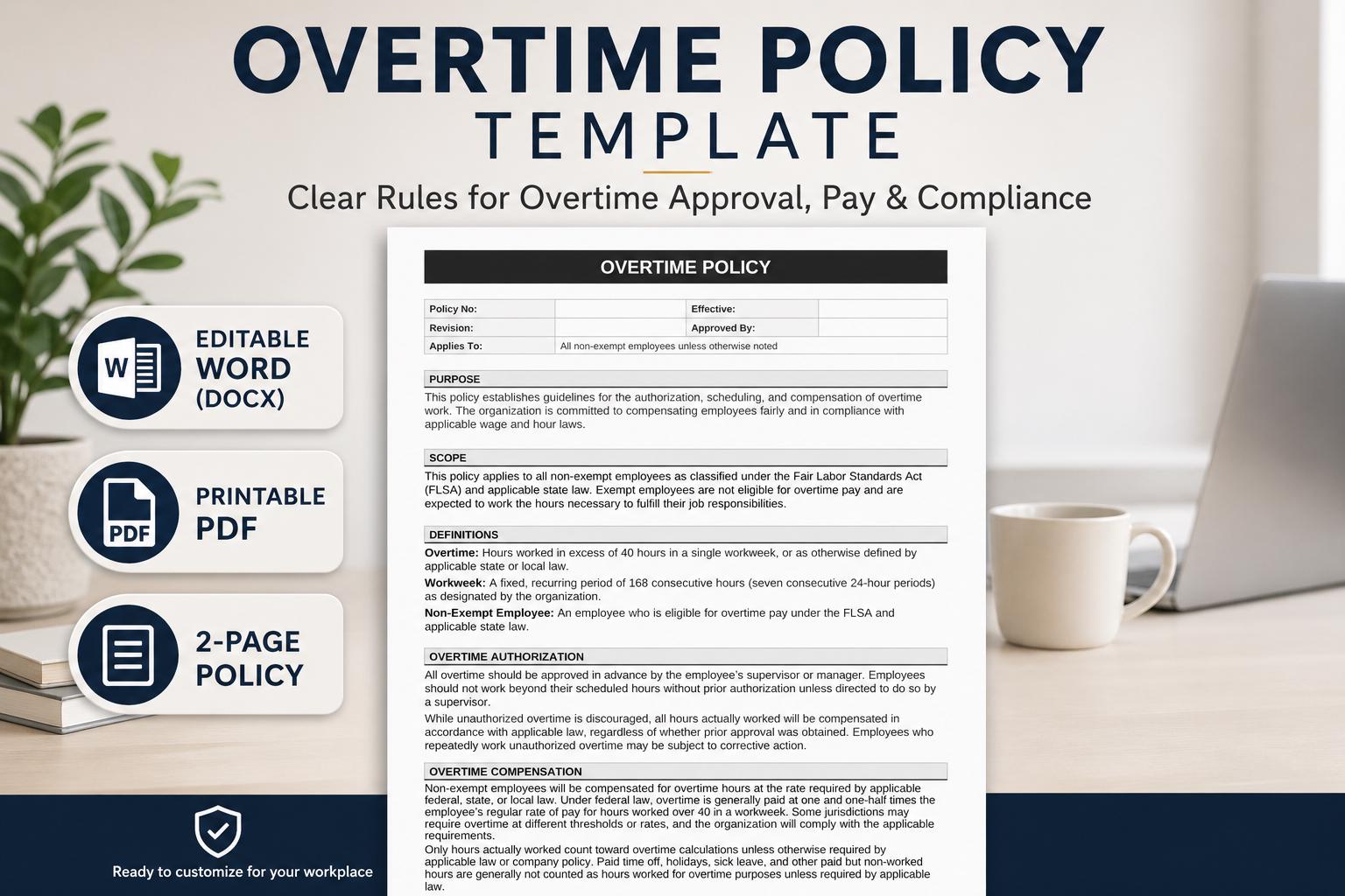 Overtime Policy Template - Etsy