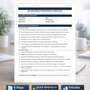 Lista de verificación de conceptos básicos de documentación de RR. HH. + Guía de referencia rápida