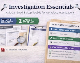 Investigation Essentials Toolkit | Workplace Investigation Checklists and HR Forms | Editable Word & PDF