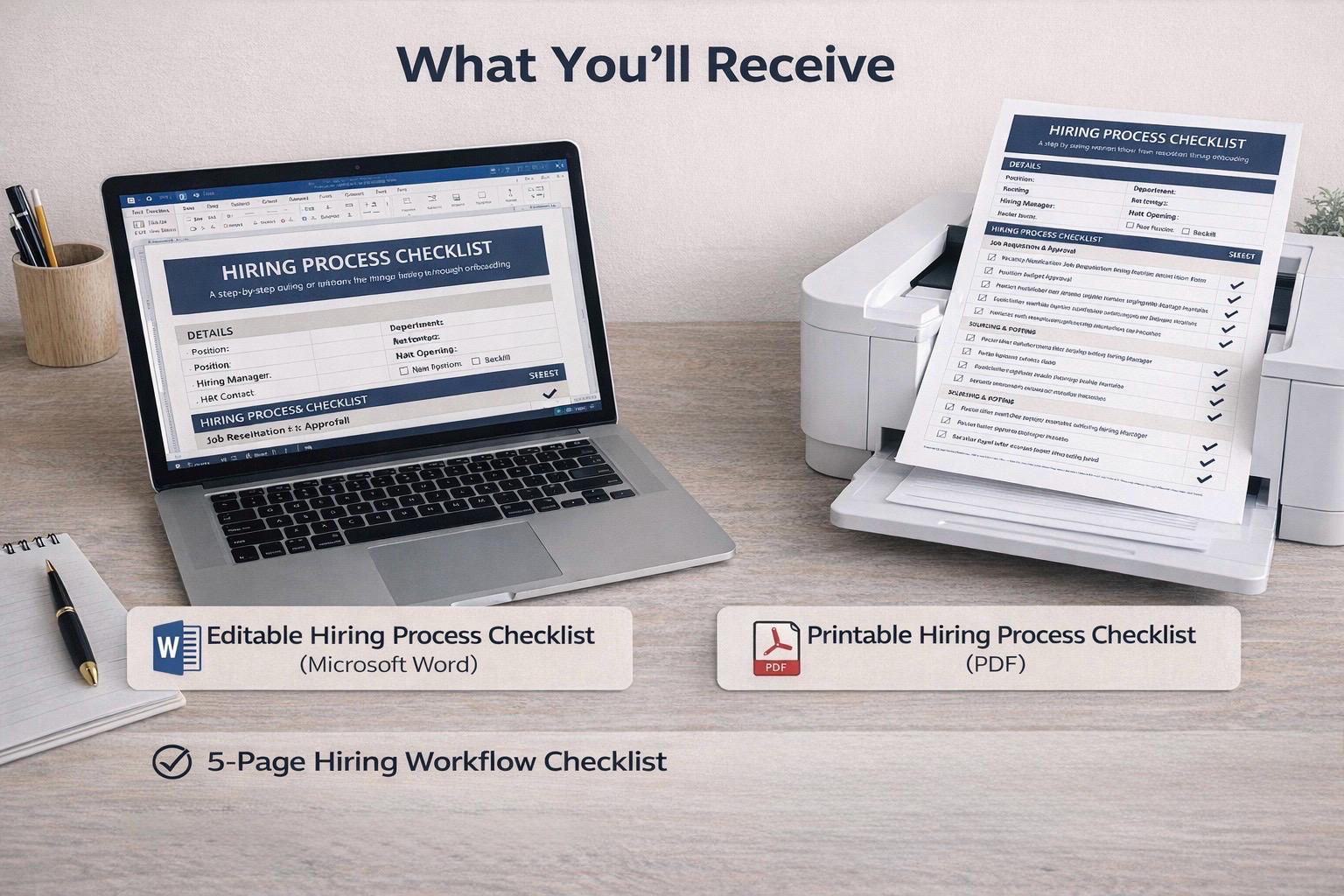 Hiring Process Checklist Template | HR Workflow Tracker (word & PDF) - Etsy