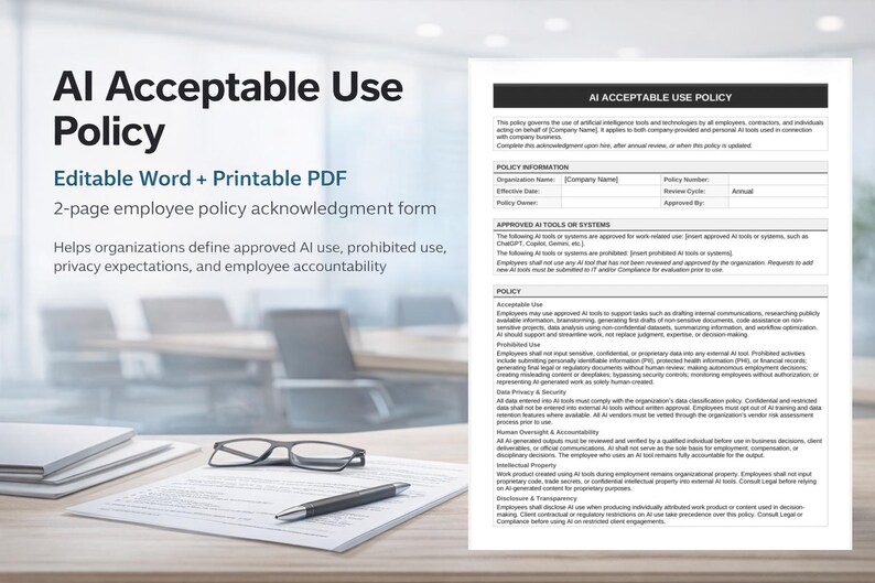 AI Acceptable Use Policy Template - Etsy