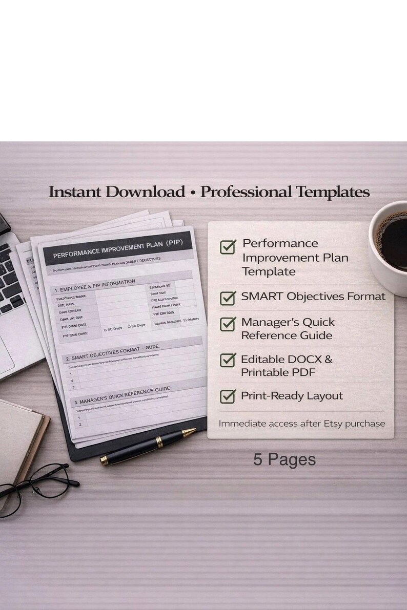 Performance Improvement Plan Template | SMART Goals PIP | Editable HR ...