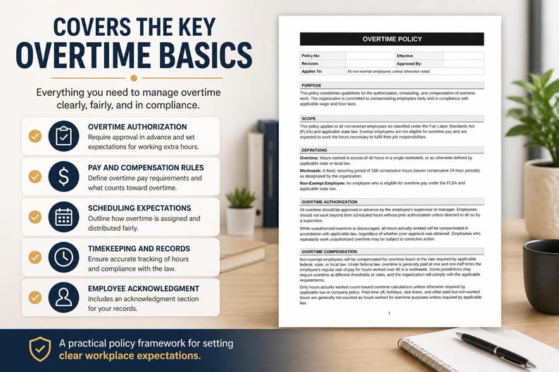 Overtime Policy Template - Etsy