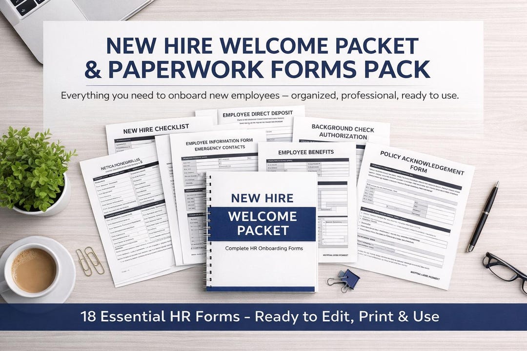 Packet Paper Work New Hire Welcome Packet & Paperwork Forms Pack - Etsy Canada