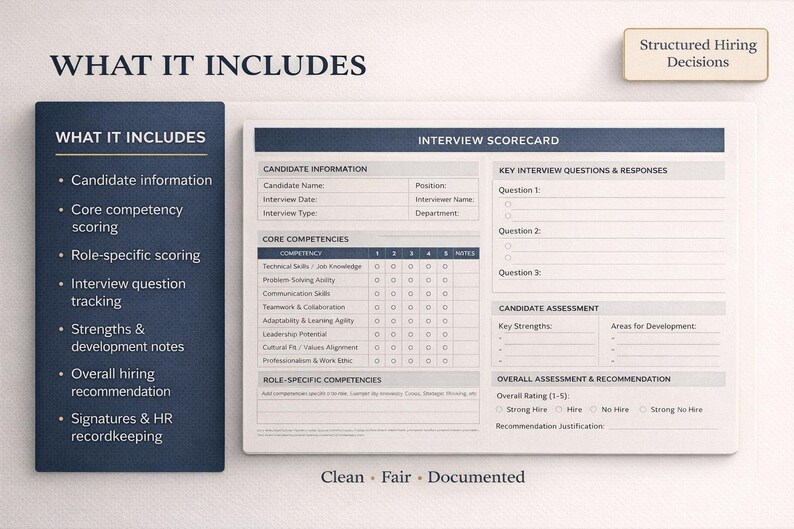 Interview Scorecard Hiring Evaluation Form Editable Word 