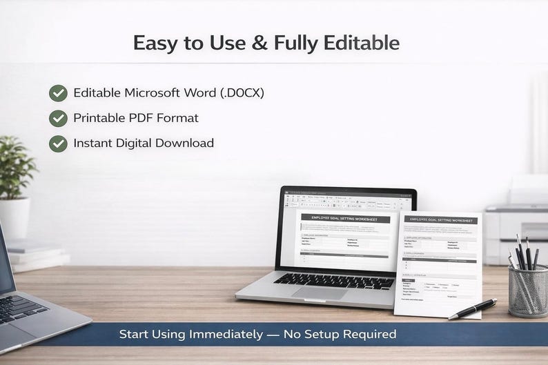 Employee Goal Setting Worksheet | Performance Review Template - Etsy
