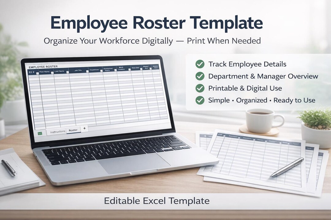 Employee Roster Template | Workforce Organization Spreadsheet - Etsy UK