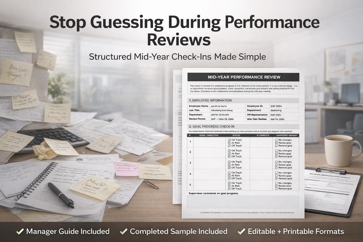 Mid-year Performance Review Template | Employee Review Form + Manager ...