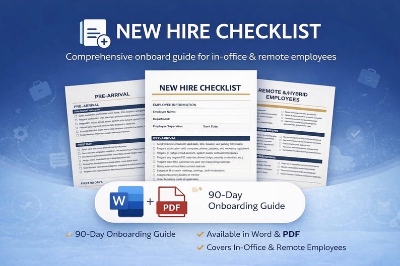New Hire Checklist Template | Employee Onboarding Checklist | Editable ...
