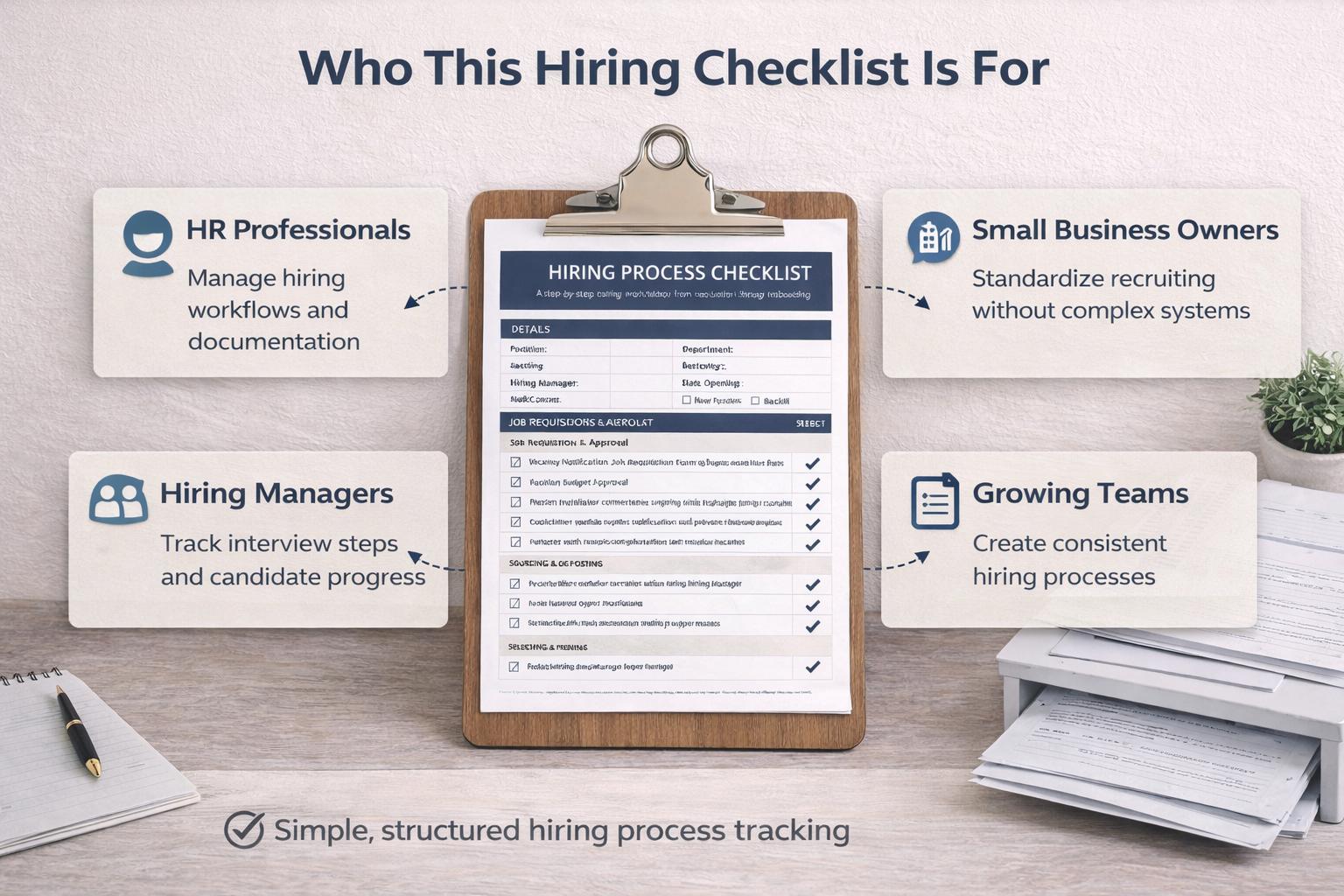 Hiring Process Checklist Template | HR Workflow Tracker (word & PDF) - Etsy