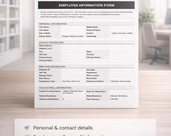 Employee Information Form | Editable HR Template (Word & PDF)