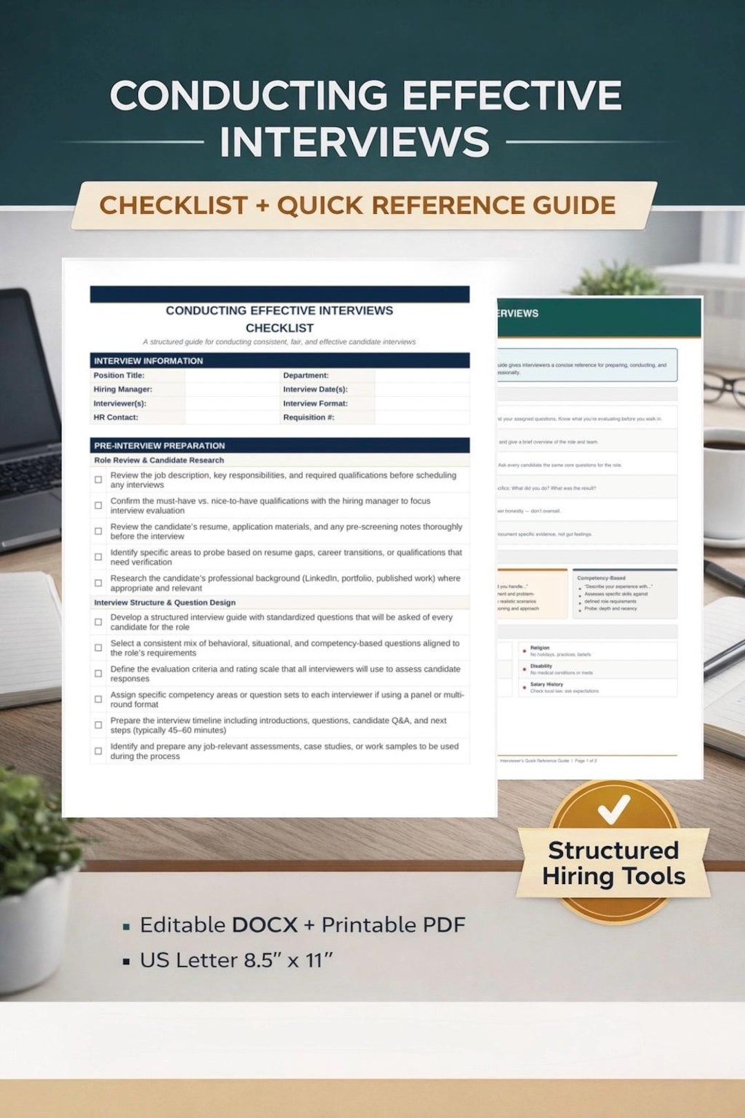 Structured Interview Checklist + Quick Reference Guide - Etsy