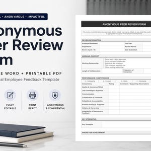 Formulario anónimo de revisión por pares / Plantilla confidencial de comentarios de empleados (Word, PDF)