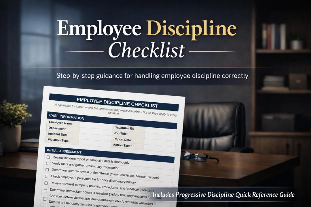 Employee Discipline Checklist + Progressive Discipline Guide, Write up ...