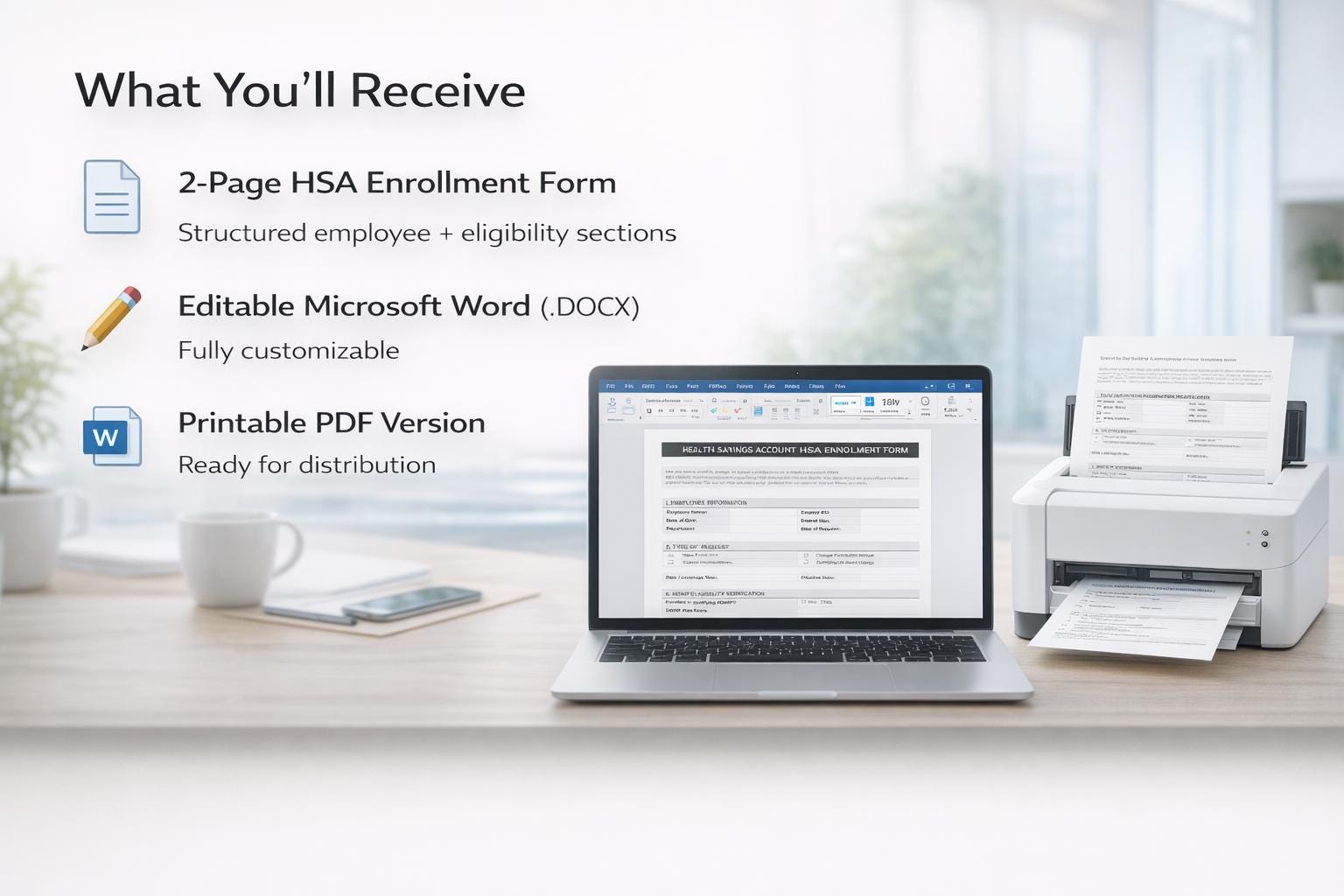 HSA Enrollment Form Template | Editable Employee Contribution Form - Etsy