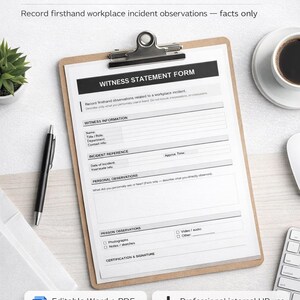 Formulario de declaración de testigos para investigaciones en el lugar de trabajo