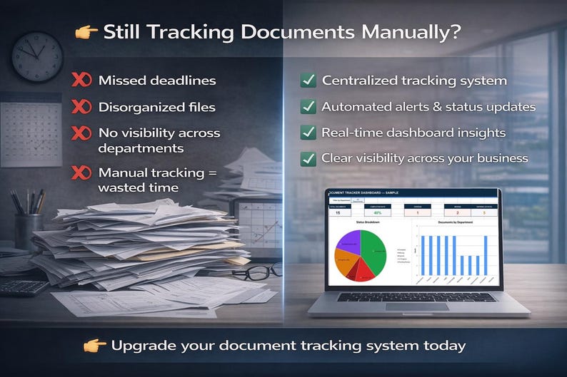 Document Tracker Excel Template With Dashboard - Etsy