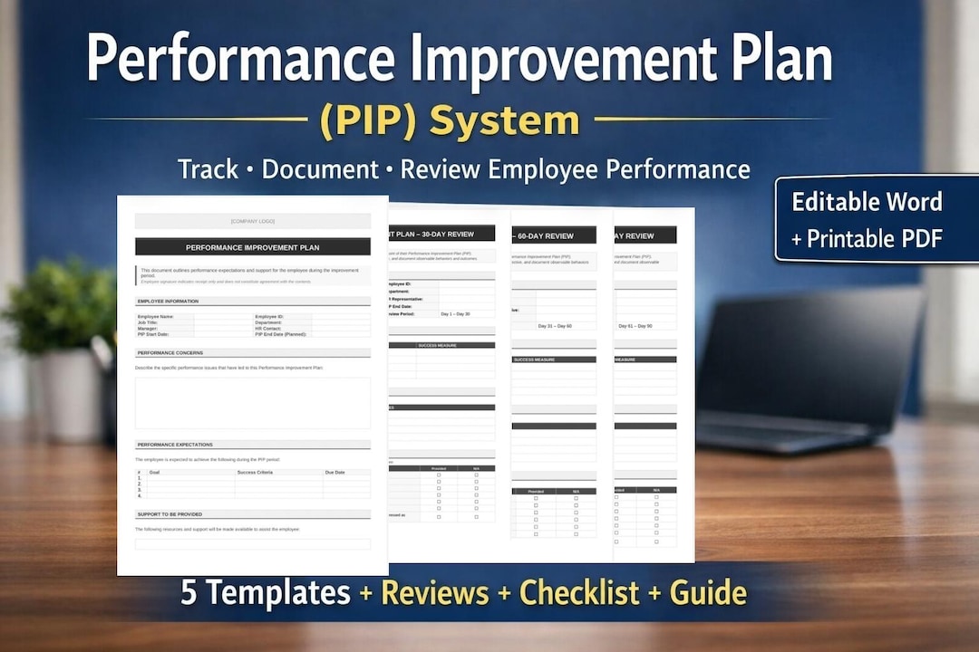 PIP Template Kit | Performance Improvement Plan System | HR Forms ...