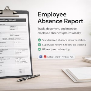 Employee Absence Report Form (Editable Word, Printable PDF)