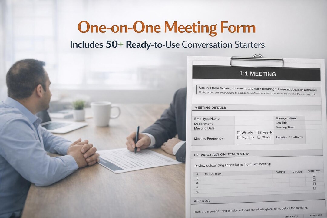 One To One Form Example Form One-on-one Meeting Form + Conversation Starters | Editable 1:1 Manager ...