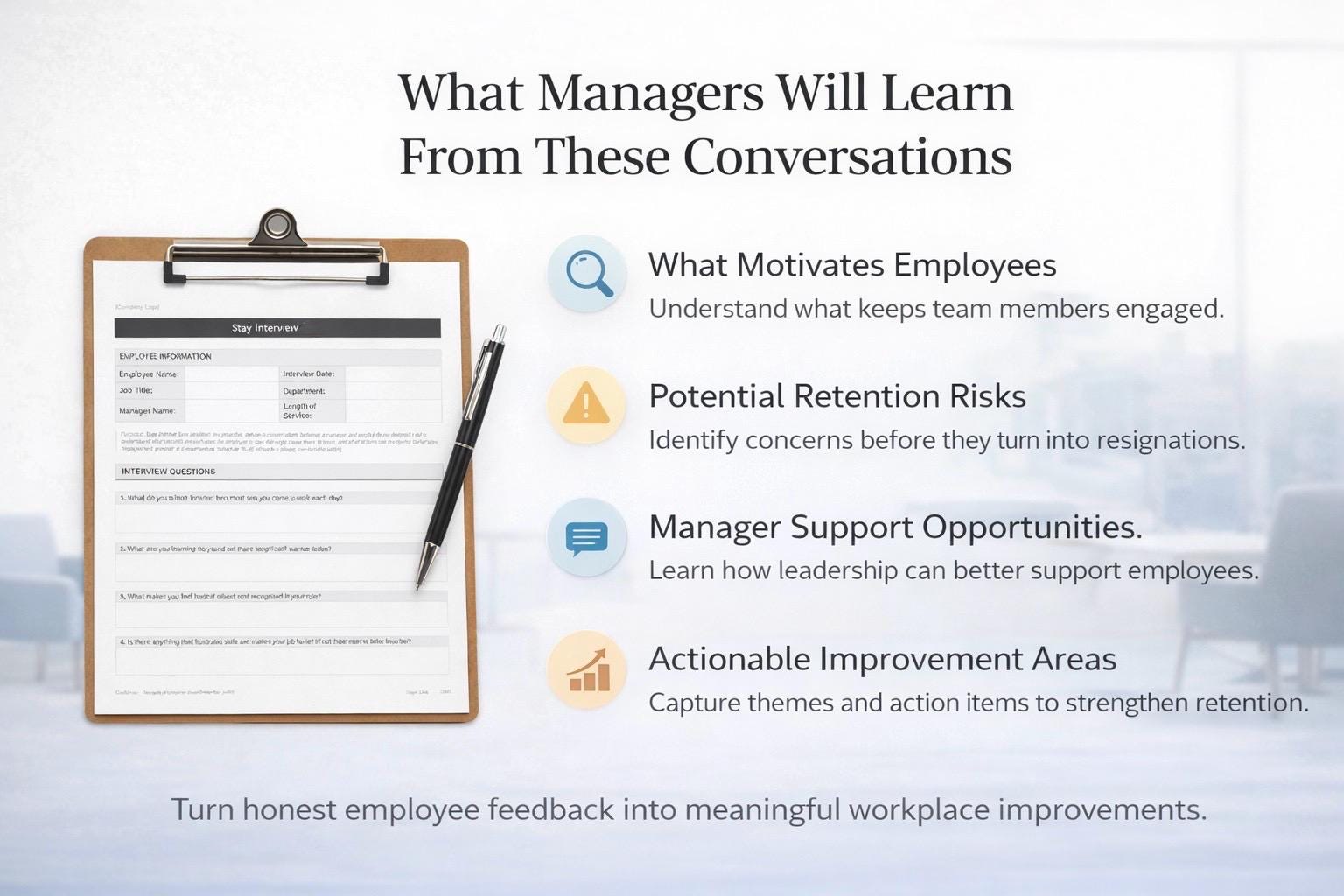 Manager Conversation Form Stay Interview Template | Employee Retention Interview Form | Manager ...