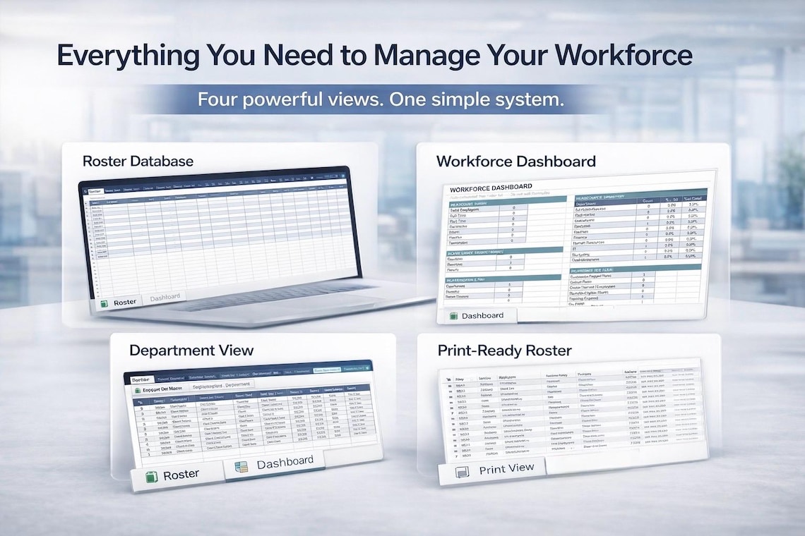 Employee Roster Excel Template With HR Dashboard | Workforce Management ...