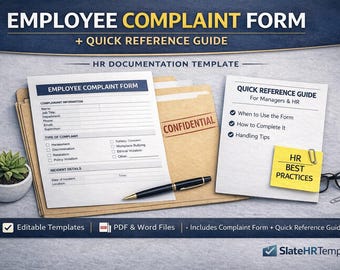 Employee Complaint Form + Quick Reference Guide | HR Documentation Template