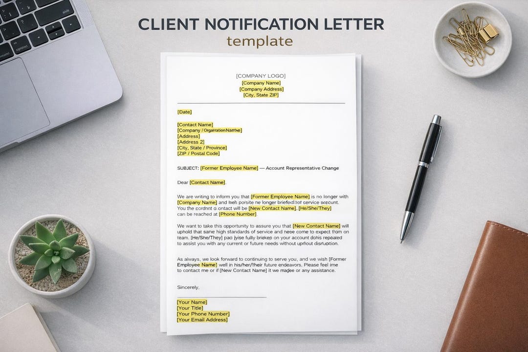 Client Contact Change Letter Template | Account Representative Update ...
