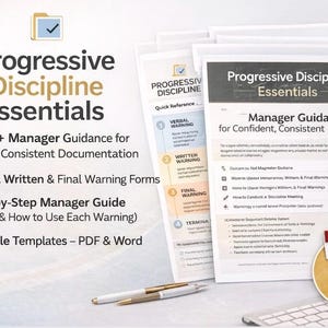 Progressive Discipline Forms + Manager Guide | Verbal, Written & Final Warning Templates | Editable HR Documentation