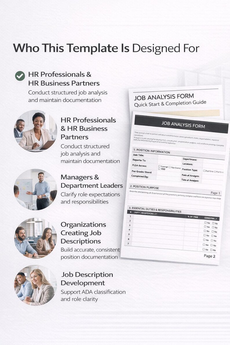 Job Analysis Form Template | HR Role Evaluation Toolkit (word, PDF) - Etsy