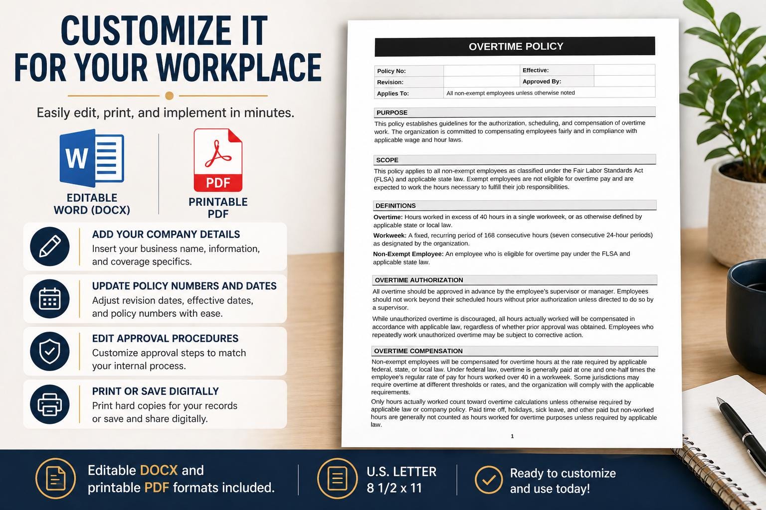 Overtime Policy Template - Etsy