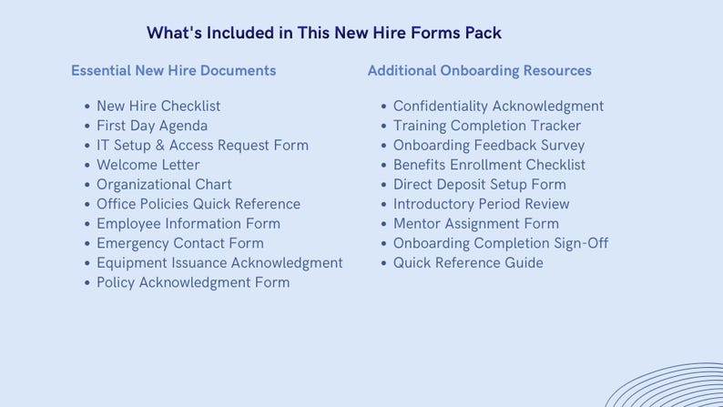 Packet Paper Work New Hire Welcome Packet & Paperwork Forms Pack - Etsy