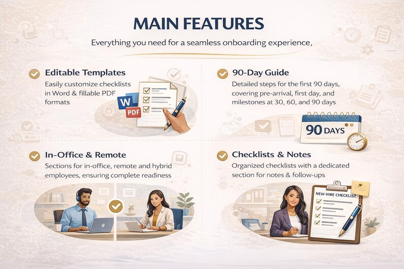New Hire Checklist Template | Employee Onboarding Checklist | Editable ...