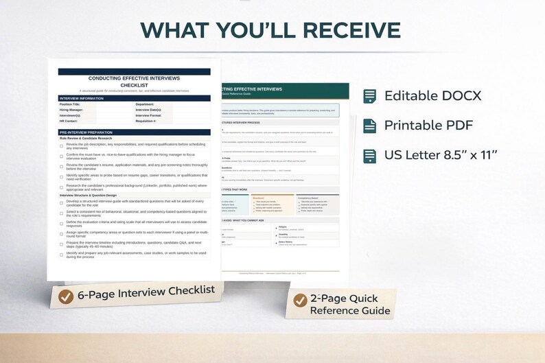 Structured Interview Checklist + Quick Reference Guide - Etsy