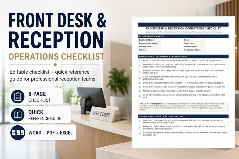 Front Desk & Reception Operations Checklist - Etsy