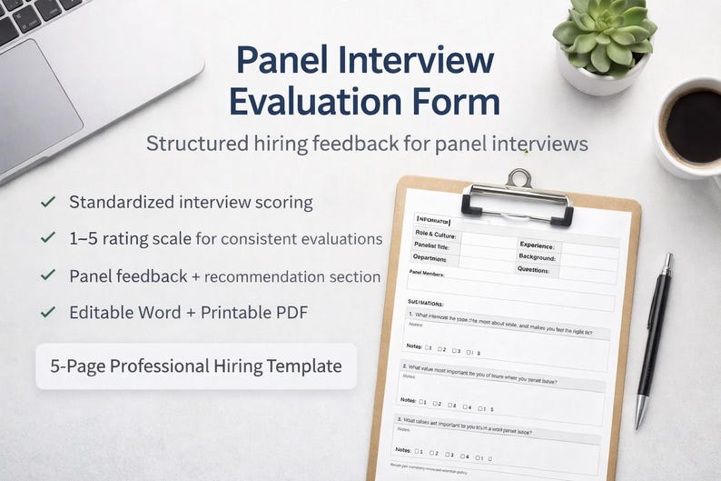 Panel Interview Evaluation Form | Structured Hiring Scorecard (editable ...