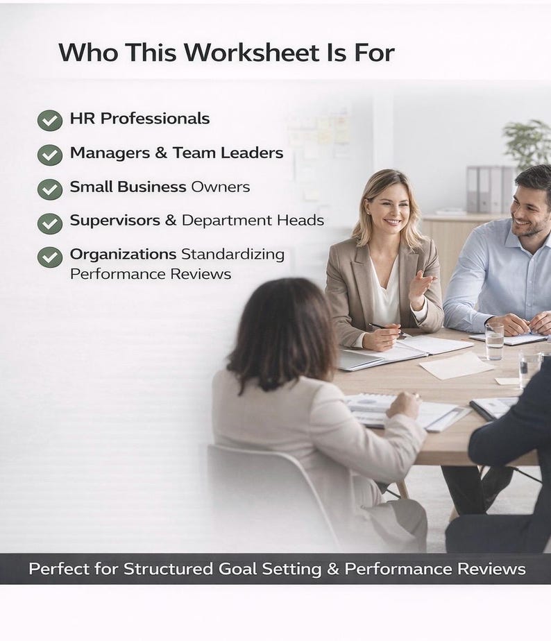 Employee Goal Setting Worksheet | Performance Review Template - Etsy