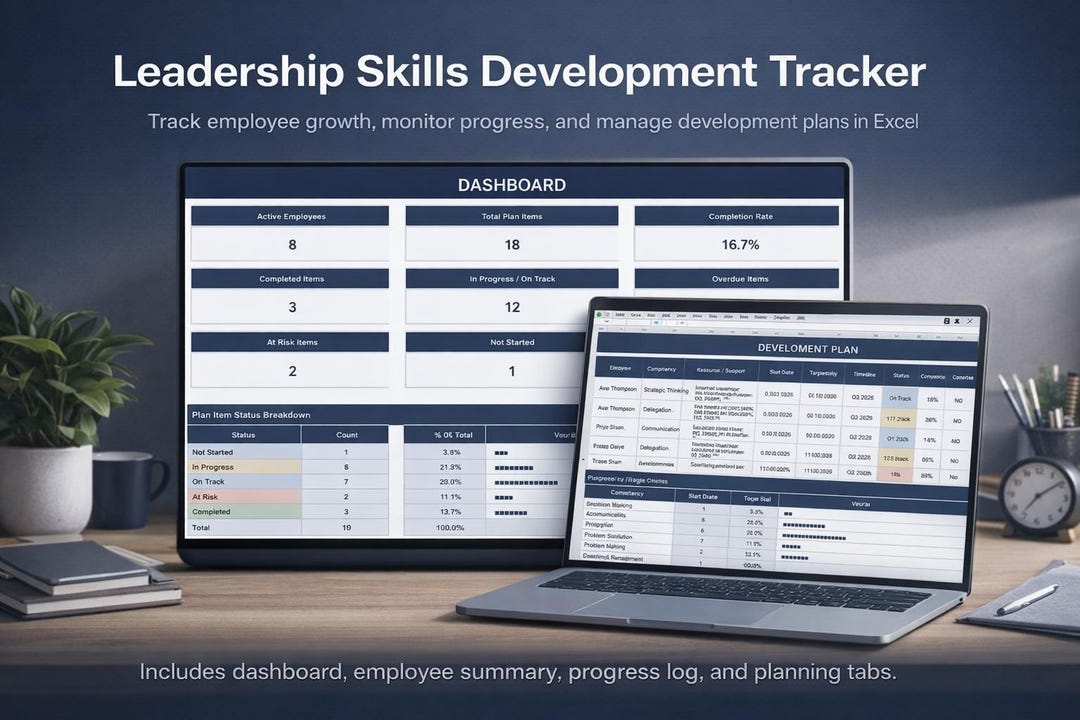 Tracker For Development Workforce Programs Leadership Skills Development Tracker Excel Workbook - Etsy