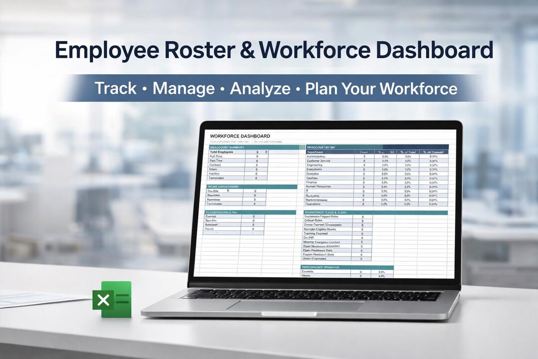 Employee Roster Excel Template With HR Dashboard | Workforce Management ...