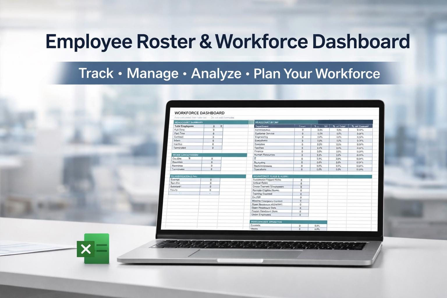 Employee Roster Excel Template With HR Dashboard | Workforce Management ...